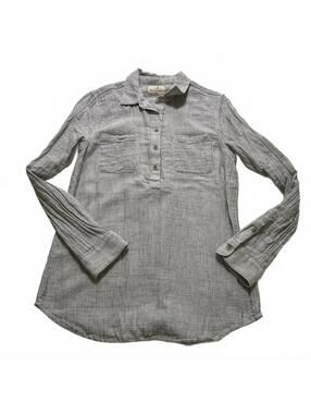 MARINE‎ LAYER SZ S Popover Black/White Stripe 1/2 Button Nautical Cotton Tunic